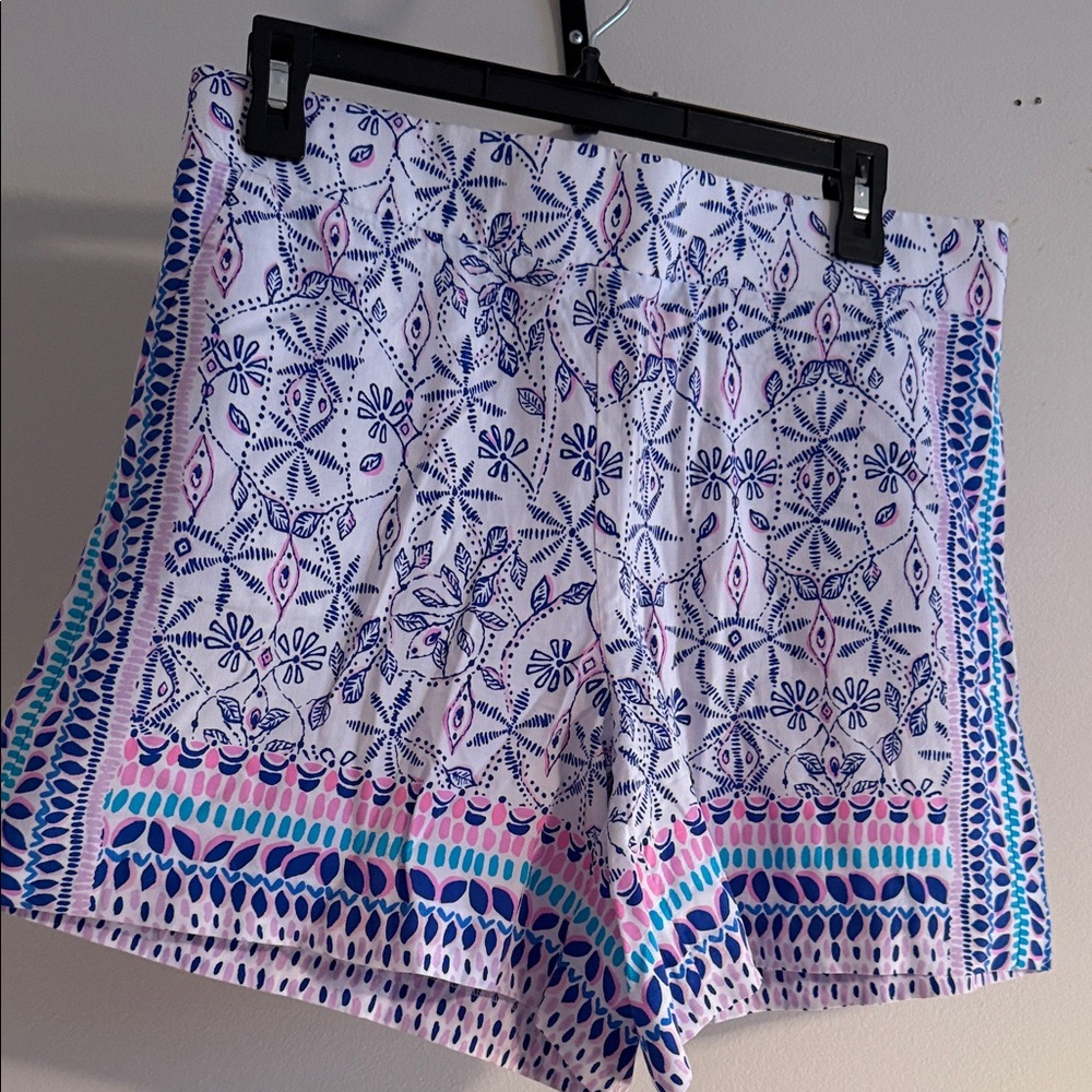 Lilly Pulitzer Blue and Pink Patterned Shorts Size Medium